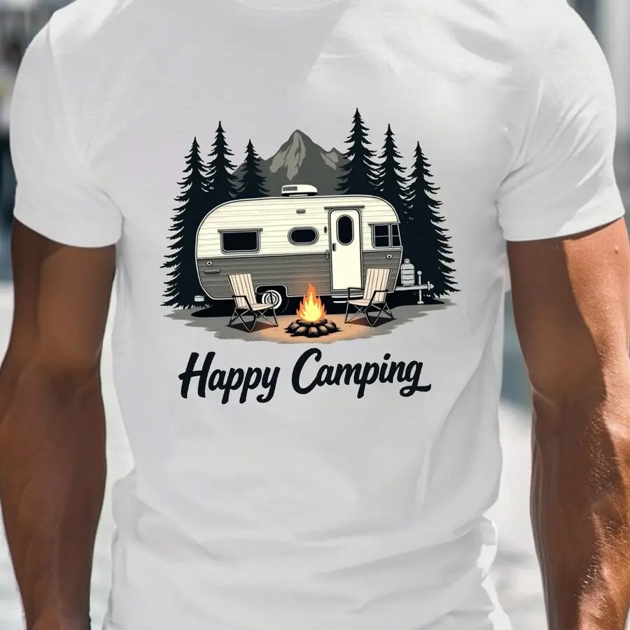 Outdoor Adventure Rv - 【New Arrival】Happy Camping Vintage Camper Graphic