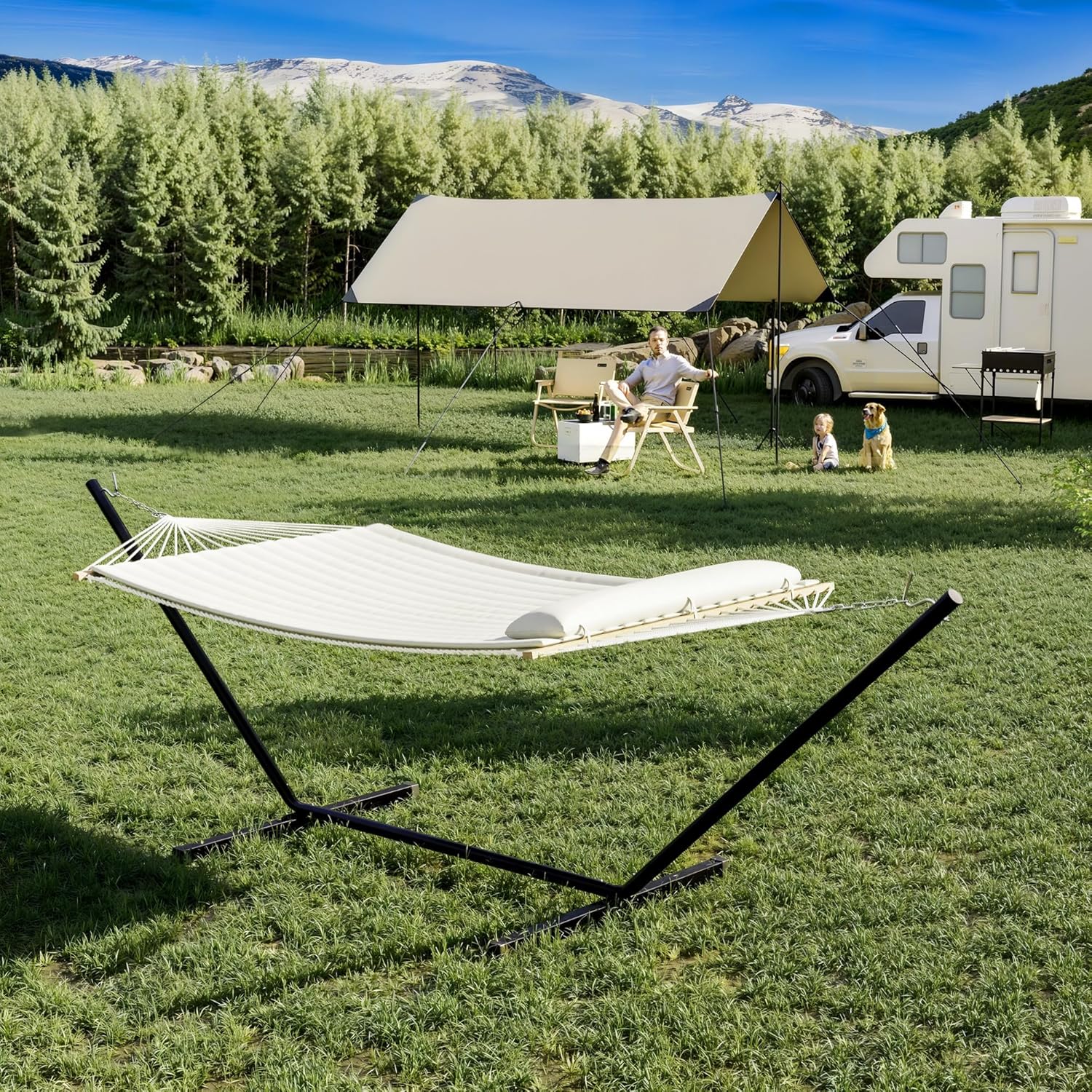 Double Hammock with Stand,2 Pe - مراجعة Outdoor Adventure Quilt وسعره