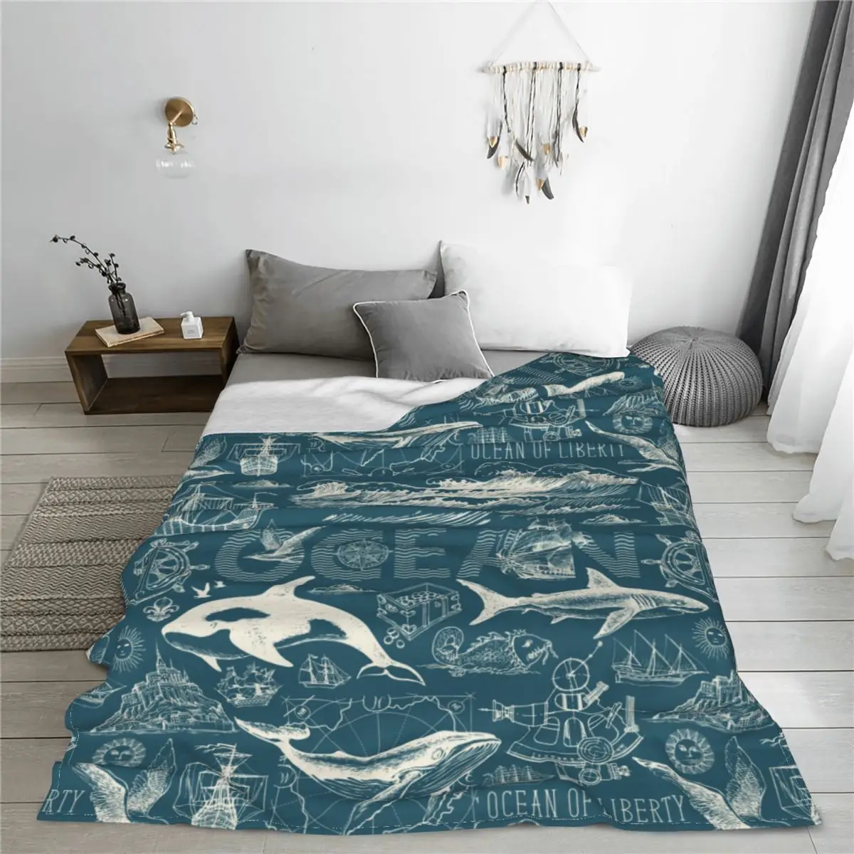 Retro Sailboats Coral Fleece P - مراجعة Outdoor Adventure Quilt وسعره