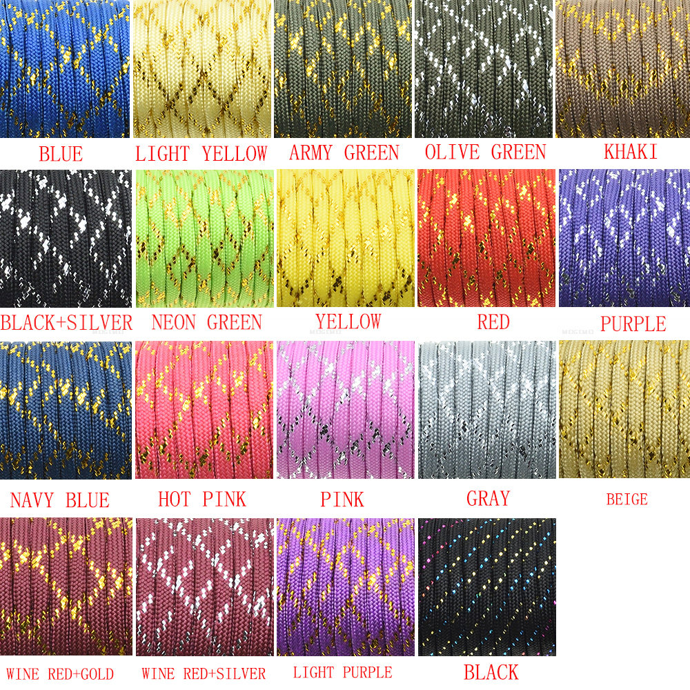 1pcs New Gold Silver Cord 550  - مراجعة Paracord 550 Feet وسعره