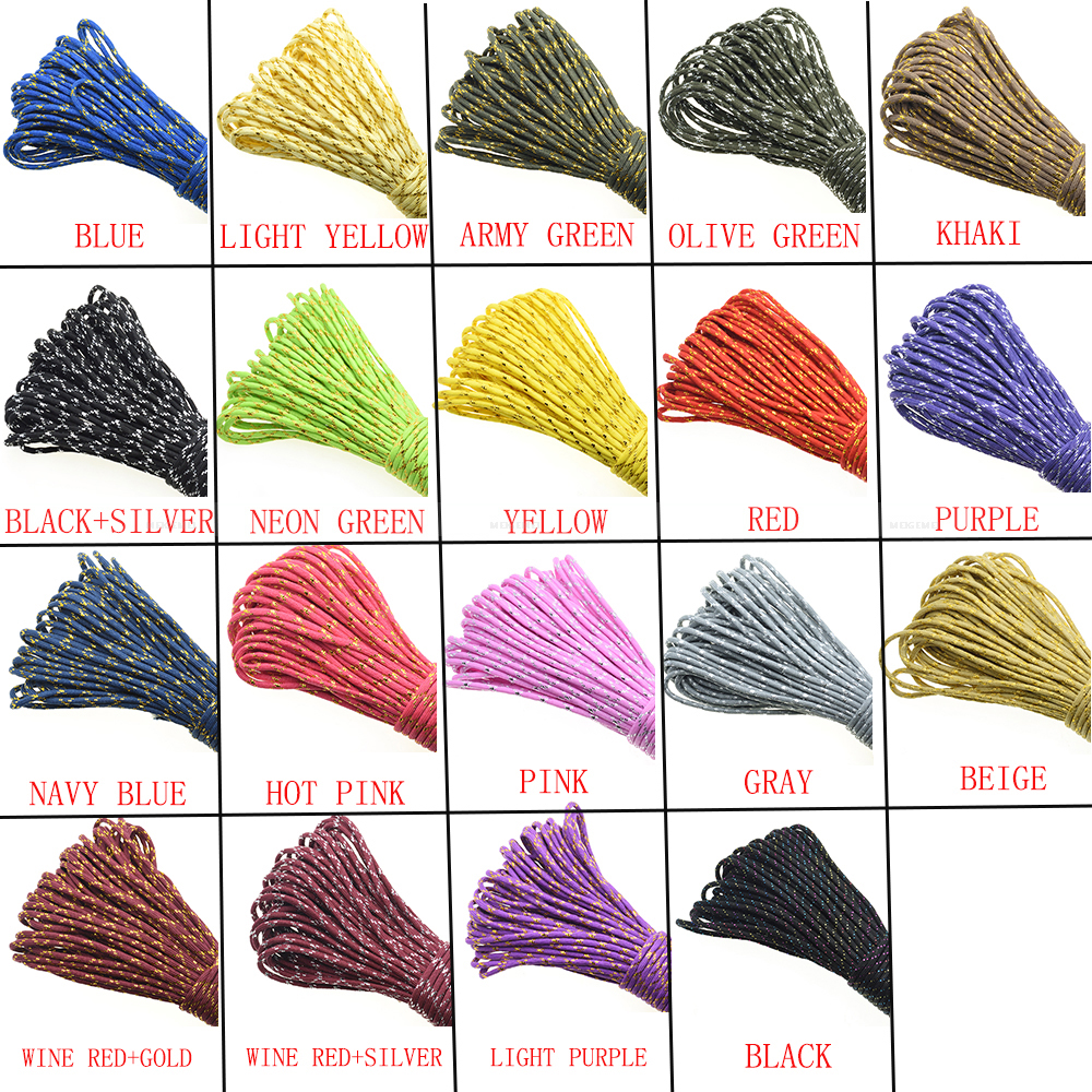 1pcs New Gold Silver Cord 550  - مراجعة Paracord 550 Feet وسعره