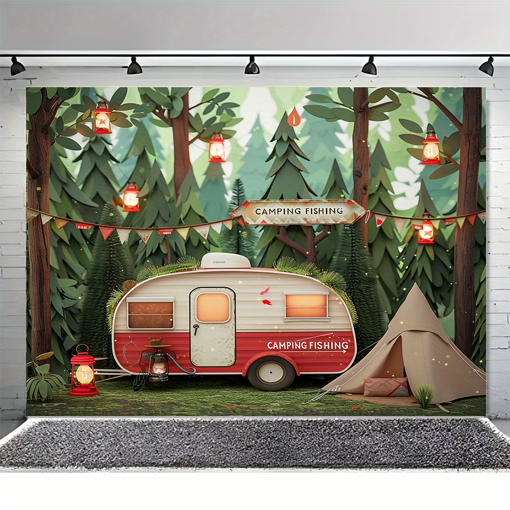 Polyester Jungle camping theme - مراجعة Outdoor Adventure Birthday Party وسعره