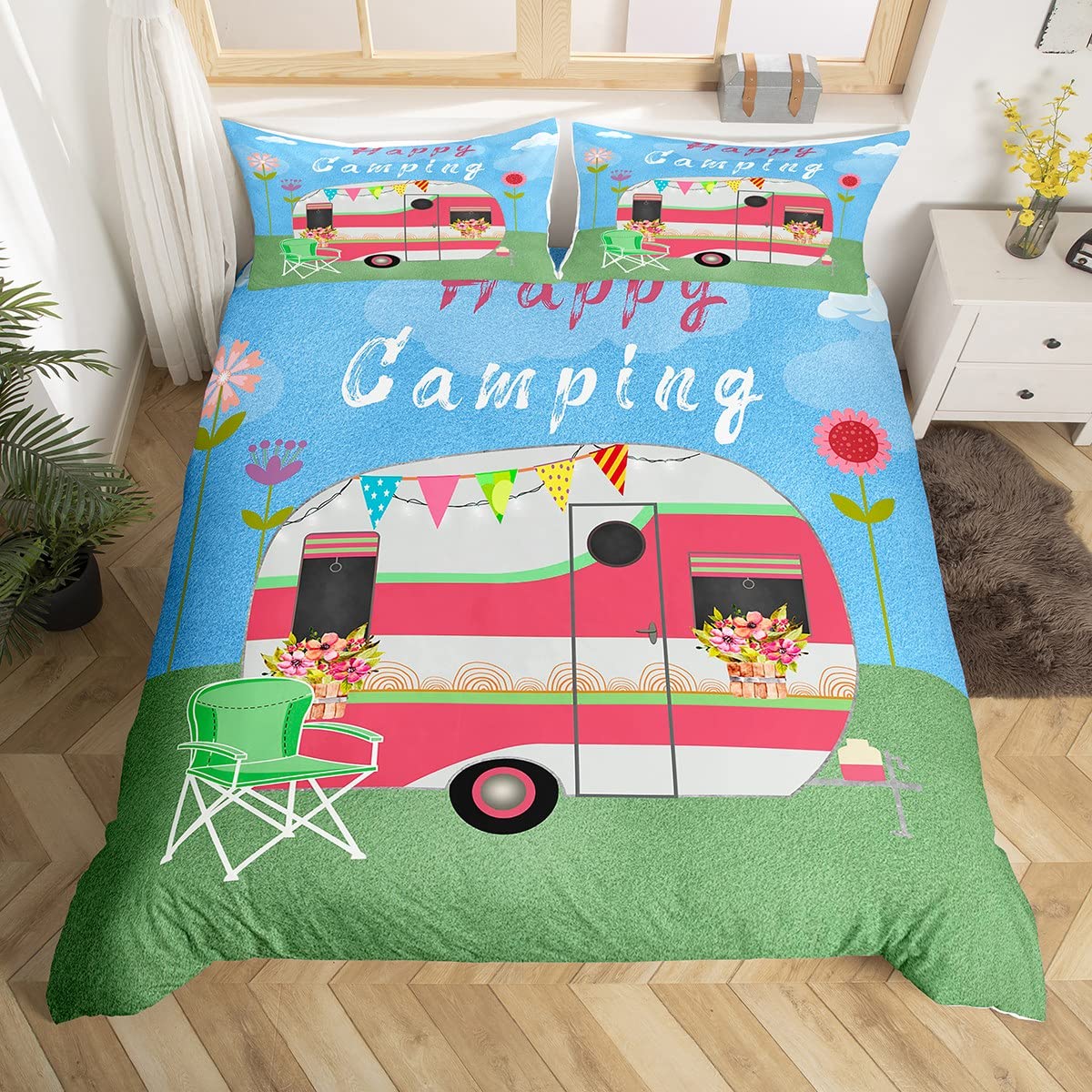 Happy Camping Duvet Cover Camp - مراجعة Outdoor Adventure Quilt وسعره