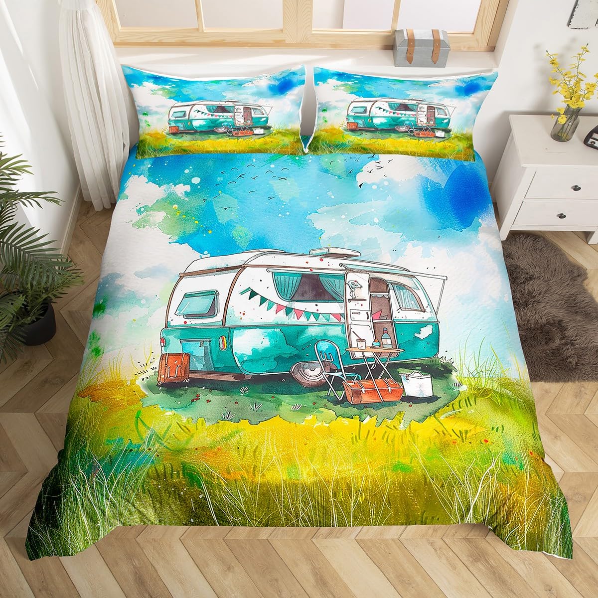 Happy Camping Duvet Cover Camp - مراجعة Outdoor Adventure Quilt وسعره