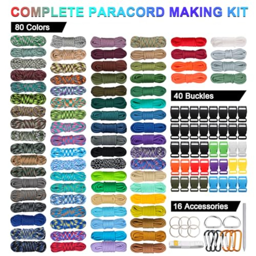 80 Colors Paracord Cord 550 Pa - مراجعة Paracord 550 Feet وسعره