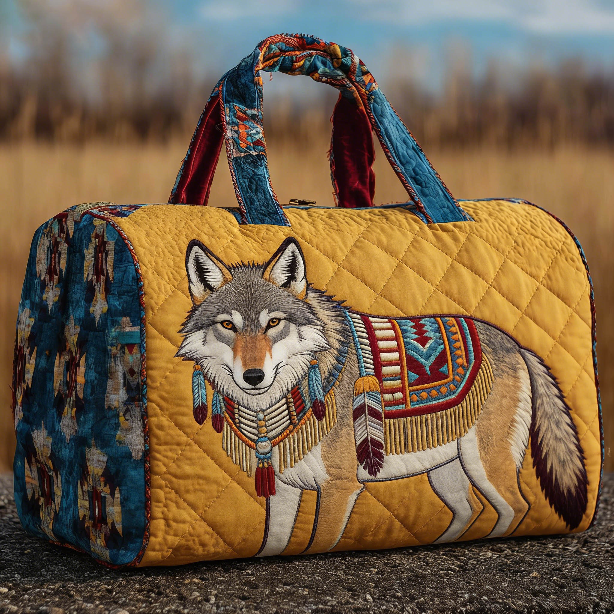 Native American Tribal Wolf Qu - مراجعة Outdoor Adventure Quilt وسعره