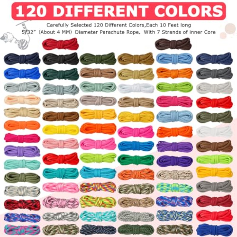 120 Pcs Paracord 550 10 Feet M - مراجعة Paracord 550 Feet وسعره