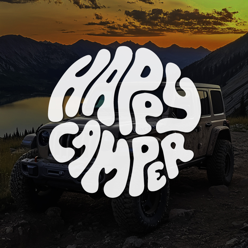 Happy Camper Boho Vinyl Sticke - مراجعة Outdoor Adventure Rv وسعره