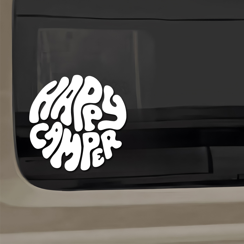 Happy Camper Boho Vinyl Sticke - مراجعة Outdoor Adventure Rv وسعره